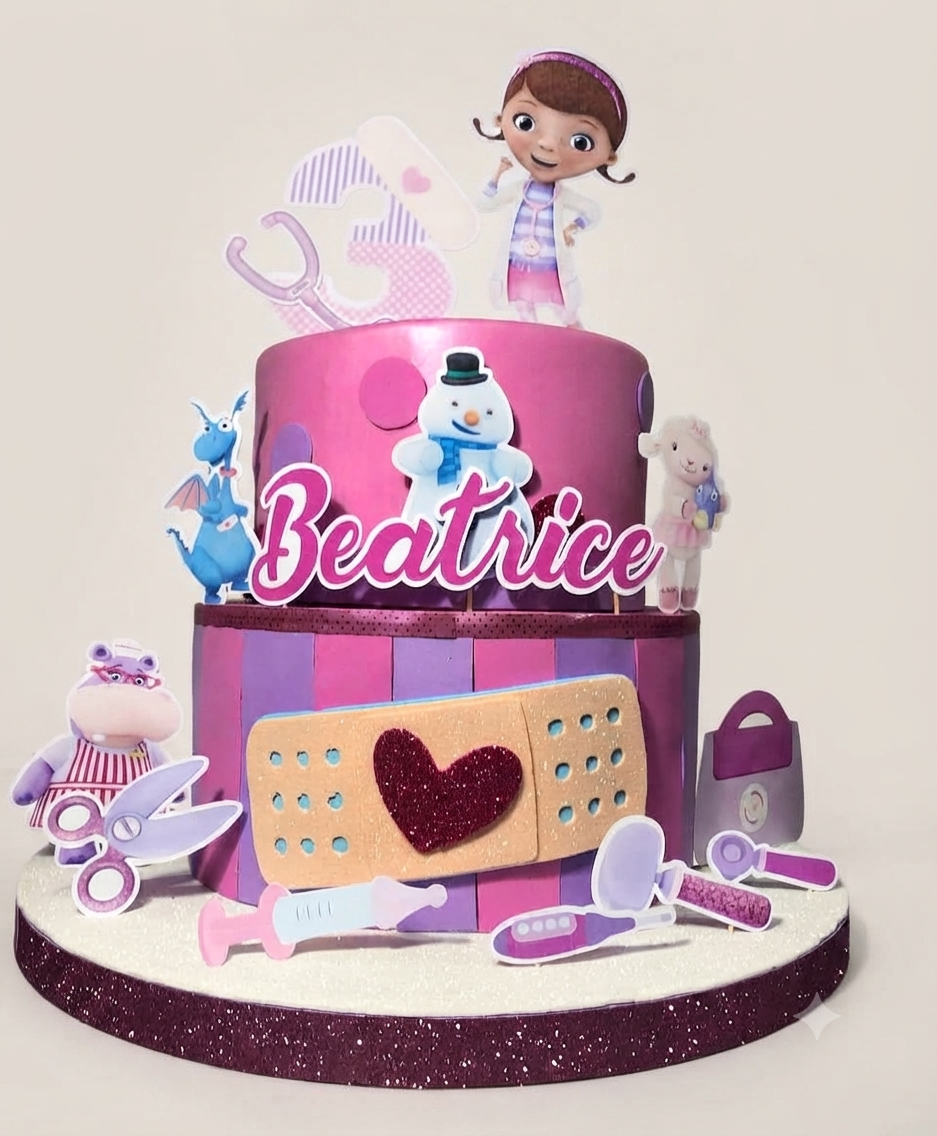 Torta Scenografica in Gomma EVA a Tema Dottoressa Peluche - Personalizzabile