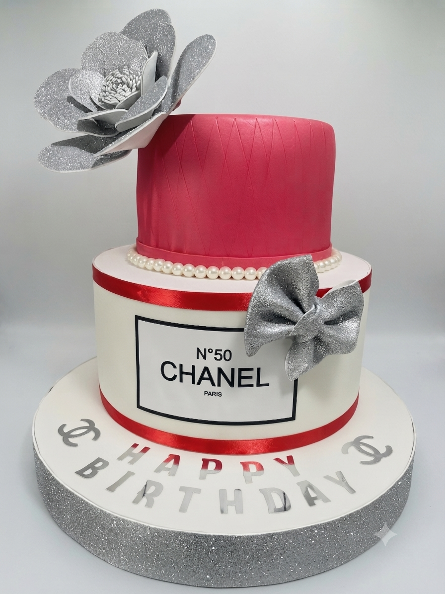 Torta Scenografica in Gomma EVA a Tema Chanel - Elegante e Personalizzabile