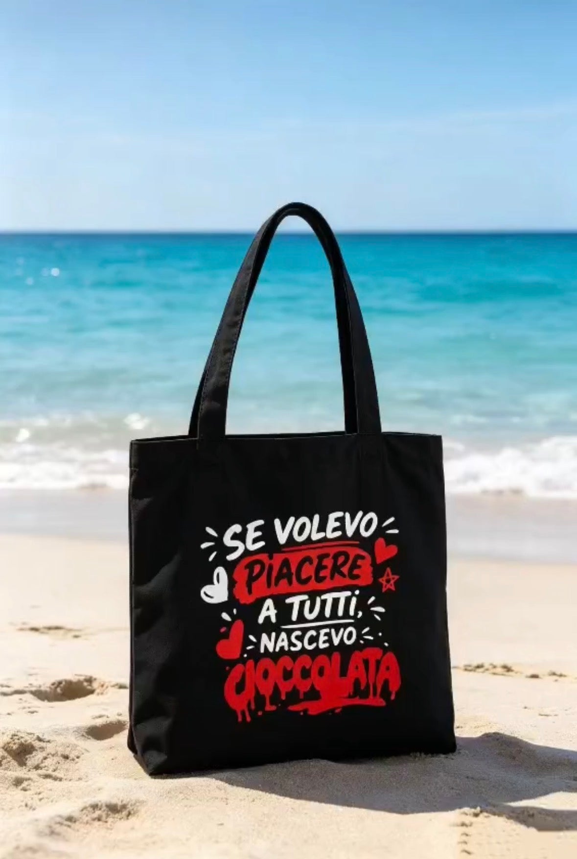 Tote Bag Divertente in Cotone - "Se volevo piacere a tutti nascevo cioccolata" - Borsa Mare e Spesa Ironica con Scritta