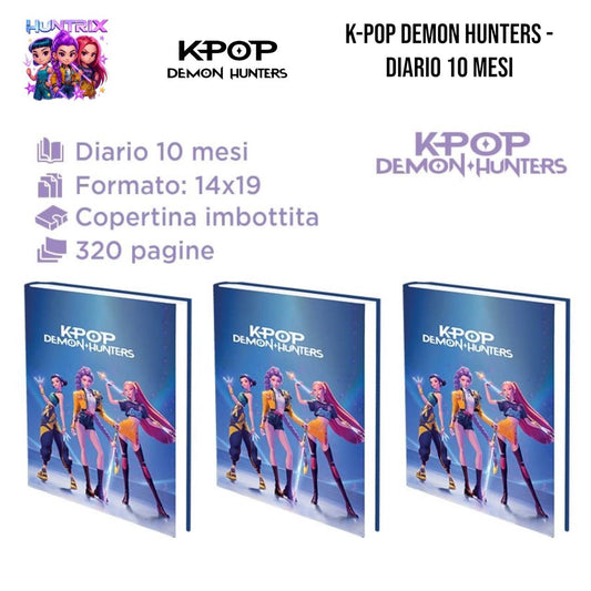 Diario Scolastico 10 Mesi "Kpop Demon Hunters" - Copertina Imbottita, 320 Pagine (14x19 cm)