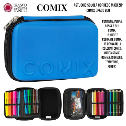Astuccio Scuola Completo 3 Zip Comix – Modello Maxi Zip Glitter Rosa