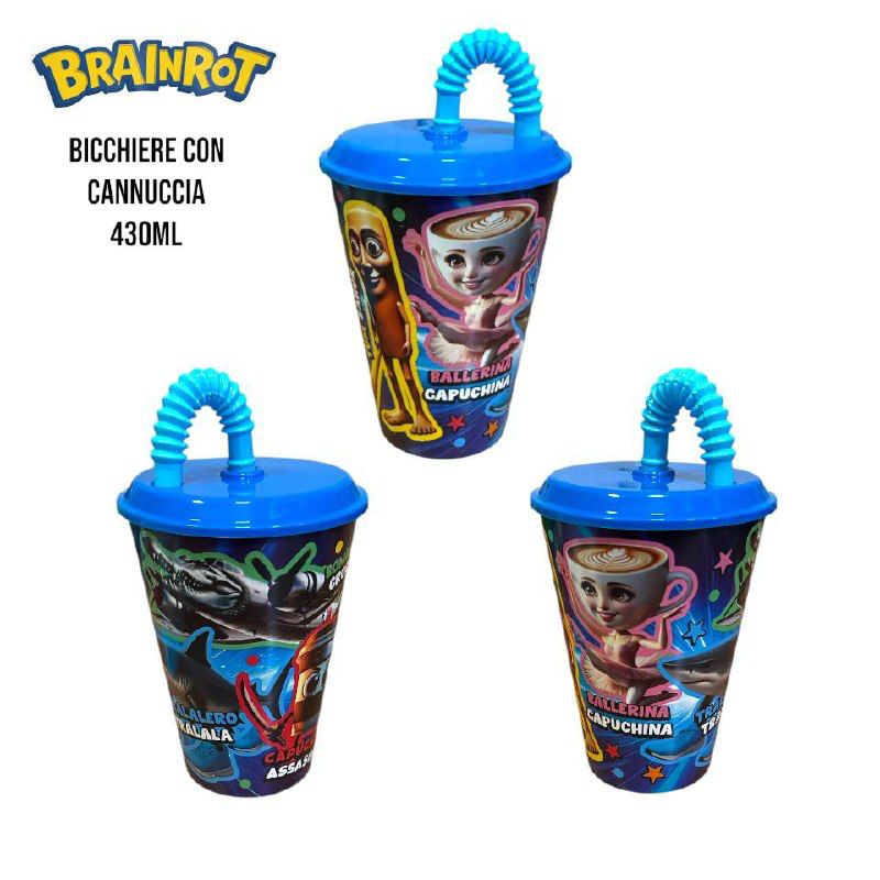 Bicchiere con cannuccia Brainrot
