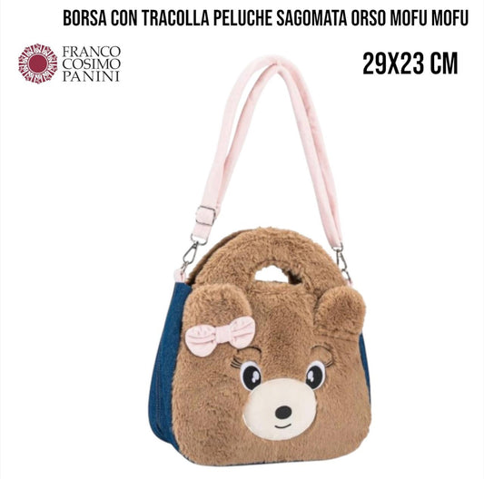 BORSA CON TRACOLLA PELUCHE SAGOMATA MOFU MOFU