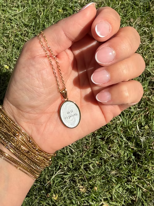 Collana Ciondolo Ovale con Scritta "io ti ci porto"