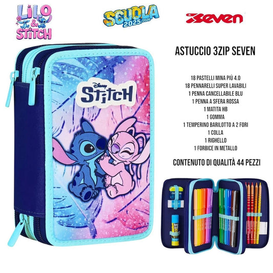 LILO & STITCH ASTUCCIO 3 ZIP CUTE AND FLUFFY SCUOLA
