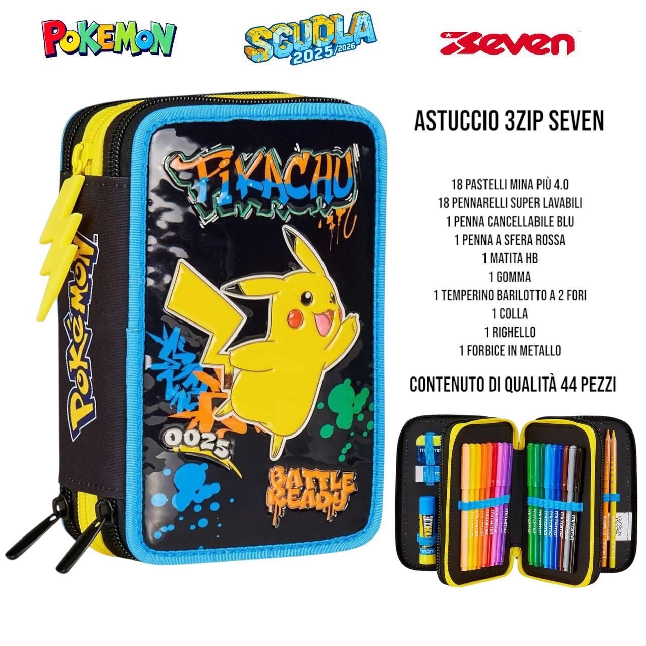 POKEMON ASTUCCIO 3 ZIP SING SCUOLA
